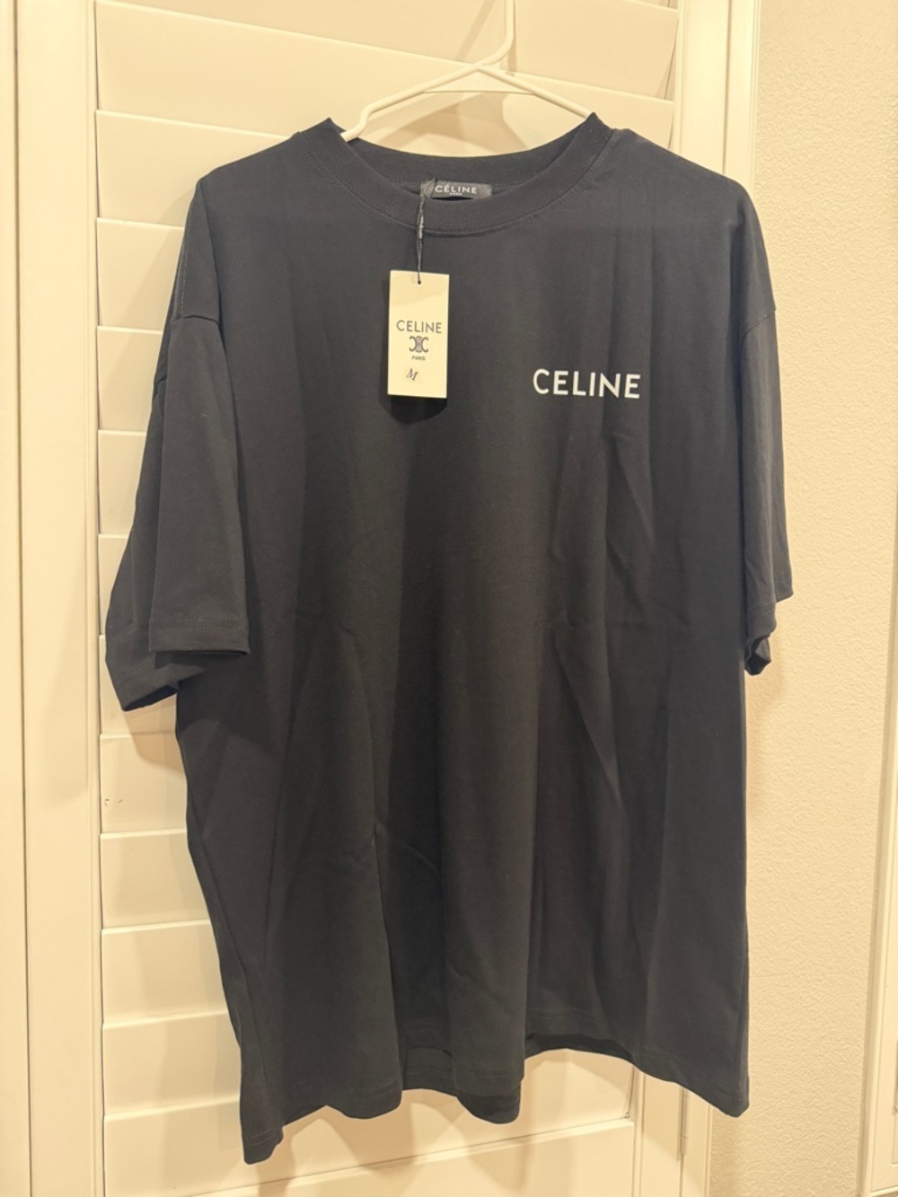 NWT CELINE Black Logo Crewneck T-Shirt